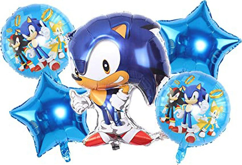 Kit De 5 Globos Metálicos De Sonic