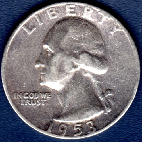 1/4 Dollar 1953 Moneda Plata 900 Estados Unidos Quarter