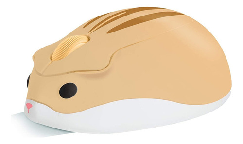 Mouse Inalámbrico 2.4g Silencioso Con Forma Hámster Amarillo