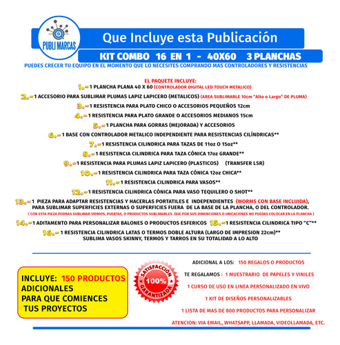 Combo 8 En 1 Plancha Plana 40x60 Sublimacion A 14 En 1 S/5
