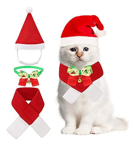 Qkurt Christmas Pet Bow Tie Collar Santa Claus Hat Bufanda T