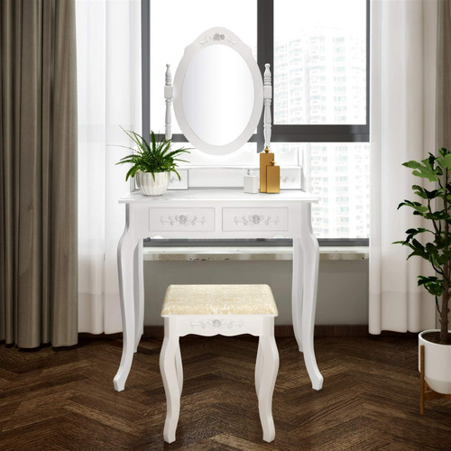 Homen Juego De Mesa De Tocador Mesa De Maquillaje Con Espejo