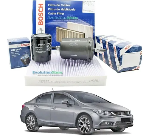Filtros Bosch New Civic 2013 Ao 2016 Cabine Óleo Combustível