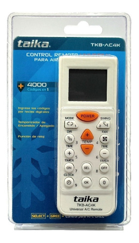 Control Remoto Taika Universal A/a 4000 Códigos Tkb-ac4k