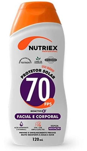 Protetor Solar Fps 70 Facial Corporal Bisnaga 120ml Nutriex