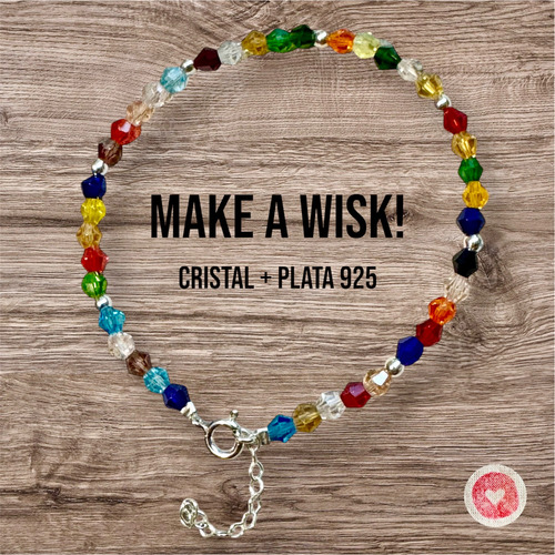 Pulsera Premium De Plata 925 Y Cristales - Make A Wish Multicolor 7 Cm 20 Cm