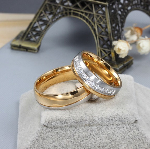 Anillo Elegante De Acero Para Bodas- Compromisos.