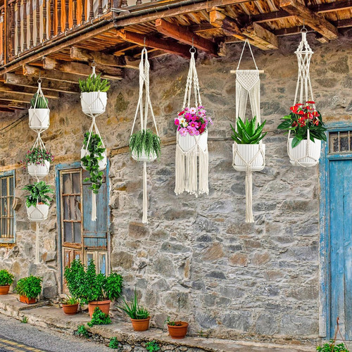 Colgadores De Macrame Para Plantas, Paquete De 6 Macetas ...