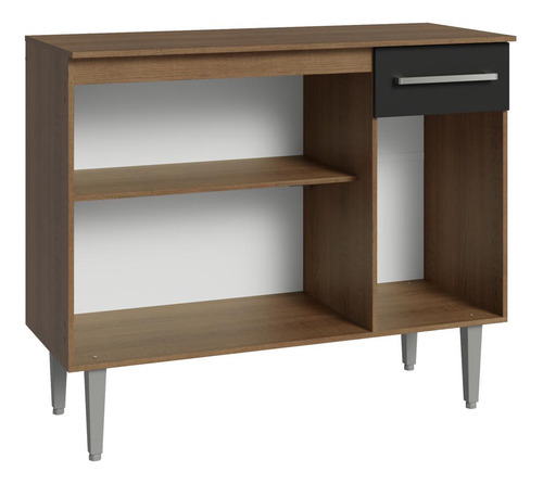 Gabinete Aparador Buffet 3 Puertas Madesa Color Mn Color Marrón/Negro