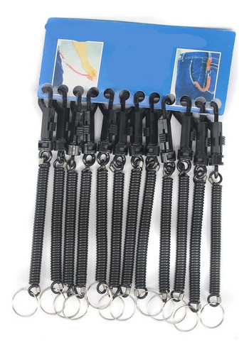 12x Llavero De Correa En Espiral Flexible Elástico Negro