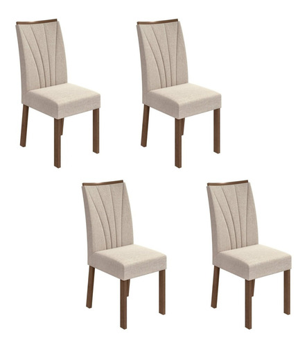 Cadeira de jantar Lopas Móveis Lopas Apogeu, estrutura de cor  marrom e design do tecido lisa, 4 unidades