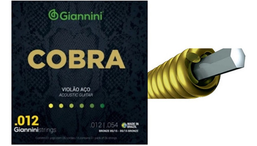 Encordoamento Violão Giannini Aço Cobra 012 85/15 Geeflks
