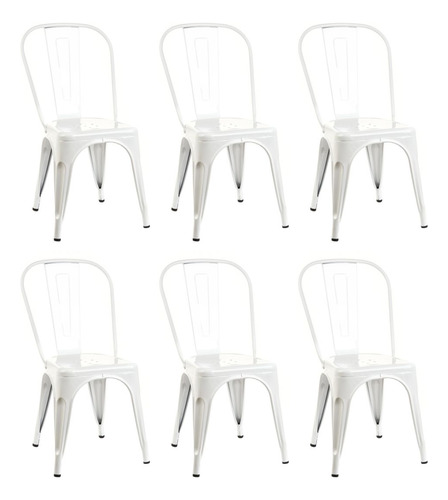 Kit 6 Cadeiras Tolix Aço Reforçado Industrial De Jantar. Cor Da Estrutura Da Cadeira Branco