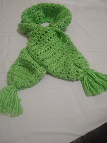 Bufanda Verde Manzana Tejida Al Crochet