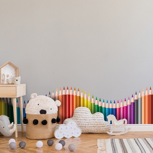 Imagem 5 de 7 de Adesivo Parede Infantil Lápis De Cor Onda Colorida