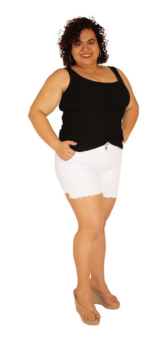 Shorts  Sarja Strech Branco - Hightsummer19 Plus Size Do 46 