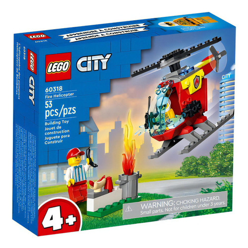 Lego City Bombero + Helicóptero De Fuego Rescate Set Armar Cantidad De Piezas 53