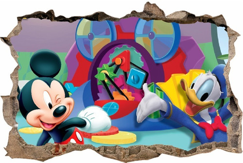 Vinilos 3d Hueco Pared Mickey Mouse Clubhouse - 1m X 60cm