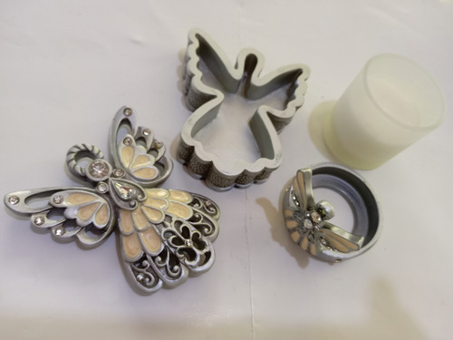 Porta Vela + Cajita Cofre Forma Angel Recuerdo Decoración