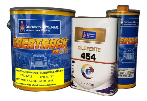 Pintura Epoxi Ral 6016 Kit X 4.5 Lts. Verde Turquesa Brillante