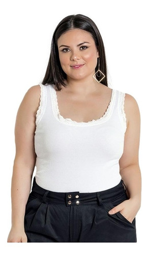 Blusa Regata Feminina Plus Size Canelada Varias Cores