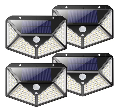 Pack X 4 Lampara Solar 100 Led Exterior Sensor De Movimiento