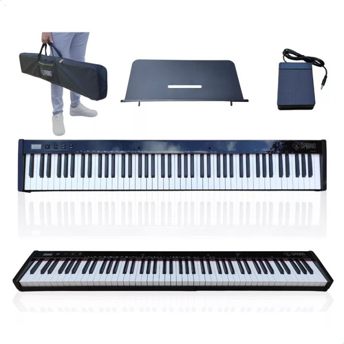 Piano Digital Profissional Top Com 88 Teclas + Pedal Sustain Cor Preto 110v - 120v