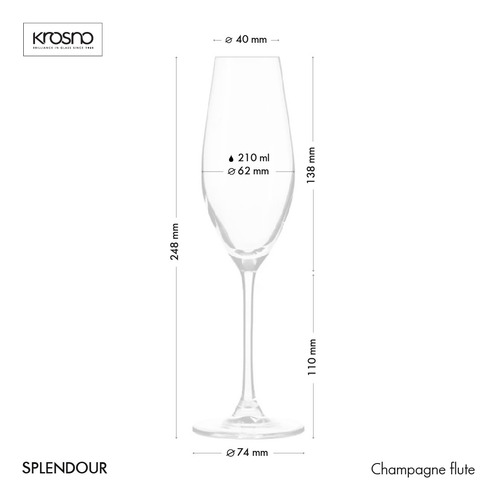 Copa De Champagne Cristal Krosno Línea Splendour - Set X6u