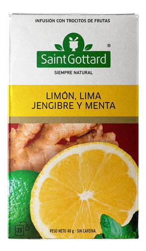 Té Limón, Lima, Jengibre Y Menta Saint Gottard 20 Saq