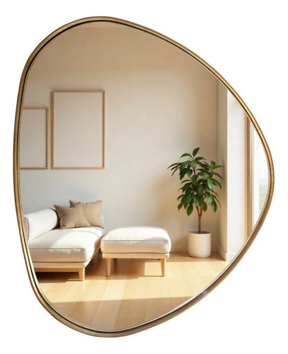 Espelho Orgânico Com Borda Decorativo Moldura Em Madeira