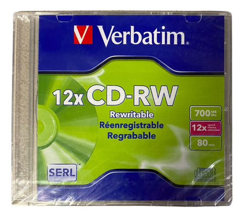 Verbatim Disco Virgen Para Cd, Cd-rw, 12x, 1 Disco (95161)