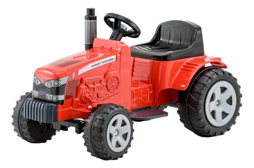 Tractor Electrico Bateria 6v Massey Fergusson Remolque Color Rojo