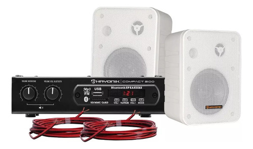Kit Som Ambiente Amplificador De Som Bluetooth Usb C/ Caixas Cor Preto Potência De Saída Rms 30 W 127/220v