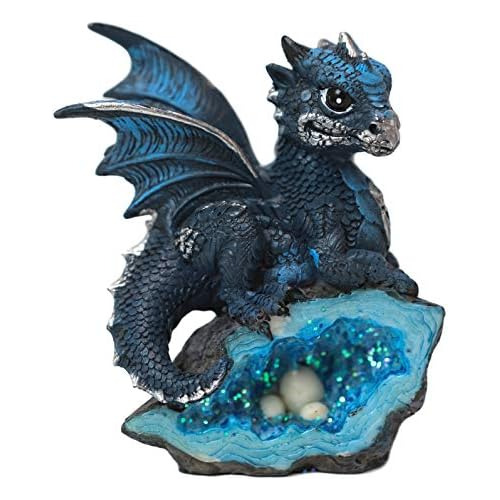 Figurina De Dragón Fantasy De Color Azul Aqua Y Plata ...