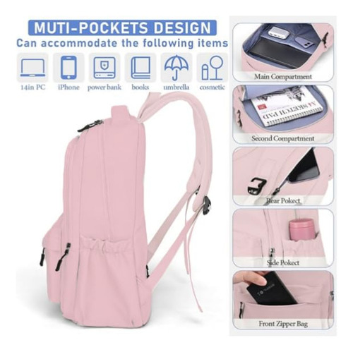 Mochila Para Ordenador Portátil, Mochila De Viaje, Mochila Impermeable,mochilas Para Hombres Y Mujeres Para Estudio, Viajes, Trabajo (casual, Negro,