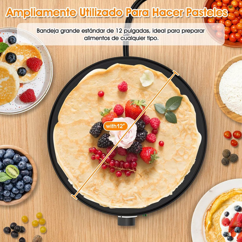 Crepera Eléctrica Antiadherente Durable Negro Avanzado