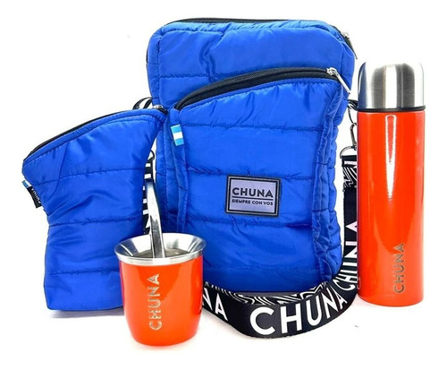 Kit Matero Chuna Mochila Bolso Porta Termo Yerbero Mate Azul