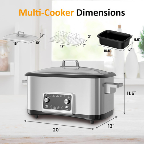 Heynemo 12-in-1 Cooker Lenta Programable, Olla De Olla Lenta