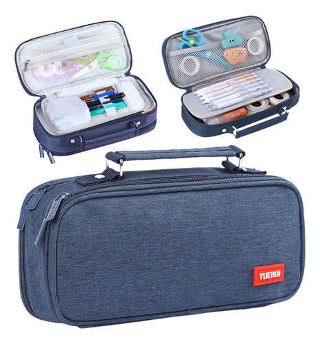 Estuche Para Lápices 24cm Estuches Organizadores 5 Capas Color Azul Oscuro Multicapa Simuky