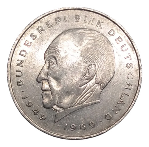 Moneda Alemania 2 Marcos  Konrad 20 Aniversario De Republica