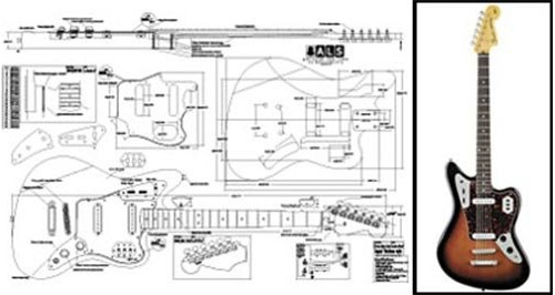 Guitarra Eléctrica Plan Of Barítono Fender Jaguar - Impre.