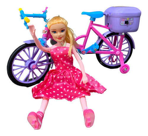 Boneca Barbie Bicicleta Articulada Musica Anda E Acende Luz