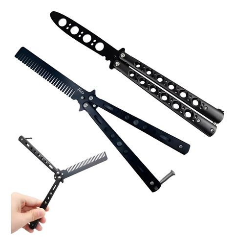 Kit 2 Canivetes Pente E Butterfly Sem Fio S/ Corte Treino Cor Prata
