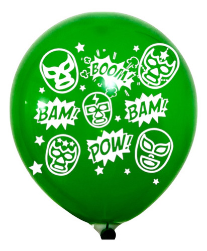 50 Globos De Látex Impresos De Luchadores Tamaño 9 Color Fiesta