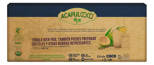Calahua Acapulcoco Agua De Coco Orgánica 18 Pzas Msi