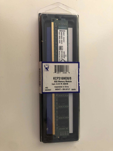 Imagem 1 de 2 de Memória Ddr3 1600mhz 8gb Kingston - Kcp316nd8/8 - Nova
