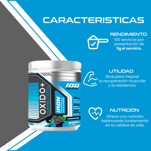 Oxido Nítrico + Clembu Pre Entreno 500g Iron Fit 100 Servs Moras