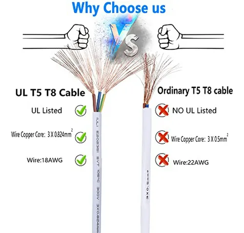 Conector Led T5 T8 10ft Para Lámparas De Techo - Luz Diurna