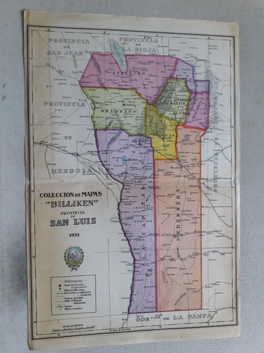 Lamina Coleccion De Mapas Billiken Provincia San Luis 1931 A