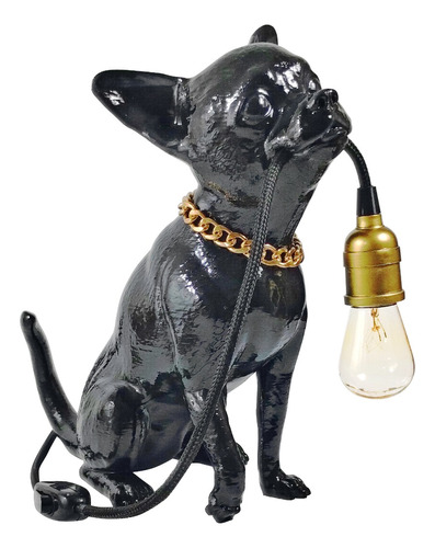 Lámpara Perro Chihuahua Velador Resina 30 Cm Varios Colores